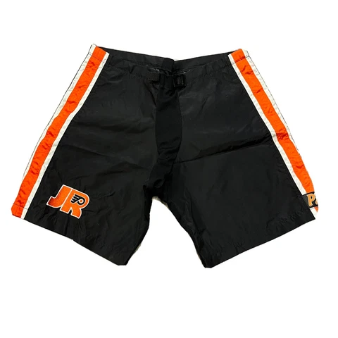 VTG 90'S PHILLY EXPRESS PHILADELPHIA FLYERS BLACK ORANGE SATIN SHORTS HOCKEY L Cover