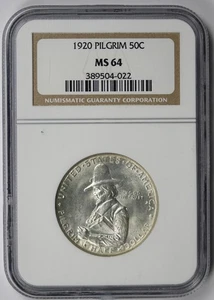 1920 Pilgrim Silver Commemorative Half Dollar 50C MS 64 NGC - Picture 1 of 4