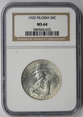 1920 Pilgrim Silver Commemorative Half Dollar 50C MS 64 NGC - Image 1 of 4