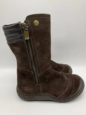 Clarks Kid's Girl’s US 7.5 EU 24 Youth Gore-Tex Brown Suede Mid-Calf Zip Boots - Image 1 of 4
