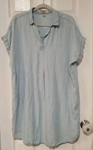 Thread and Supply light blue lyocell soft raw hem shirt dress XL - Picture 1 of 4