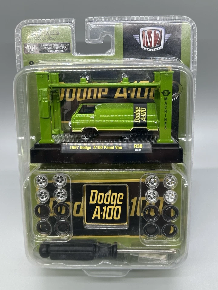 Kits de modelos M2 Green Machines 1967 Dodge A-100 painel van verde/preto R30 Ltd 7500 - Imagem 1 de 1