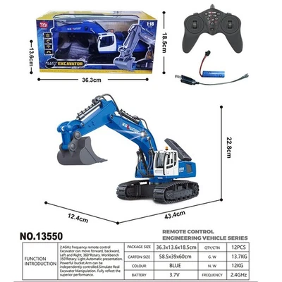 HUINA 13550 1/18 RC 11CH 2.4G Remote Control Excavator 350° RC Digger Toys RTR - Image 1 of 2