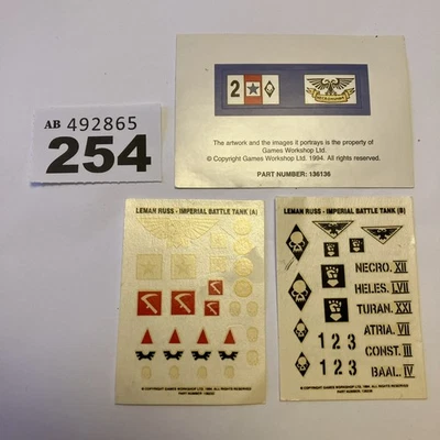 Warhammer 40k GW Imperial Guard Leman Russ Tank Transfers & Stickers OOP Flags - Image 1 of 4