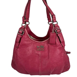 COACH Madison Maggie Triple Compartment Slouchy Shoulder Bag Tote Barbie Pink - Picture 1 of 17