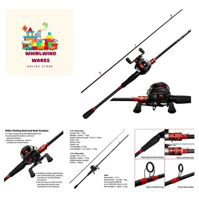 Lightweight 2-Piece Baitcaster Combo - 6/7 Ft Rod with EVA Grip Comfort - Image 1 of 4