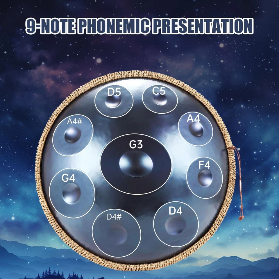 Handpan Drum 18 In 9 Notes G Minor Hand Drum Instrument With Mallet New- - Image 1 of 4