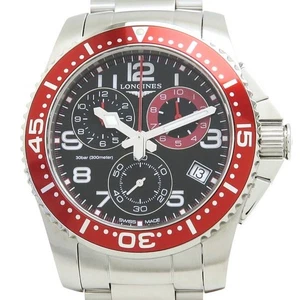 LONGINES WATCH HYDROCONQUEST CHRONOGRAPH 41MM L3.690.4 QUARTZ BLACK/RED SS MEN'S - Picture 1 of 9