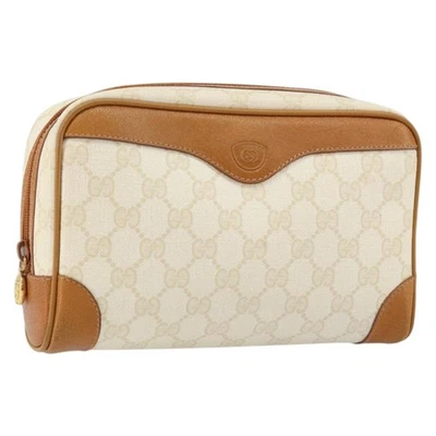Auténtico bolso clutch de lona dorado blanco GUCCI GG 145972 Foto 1 de 4
