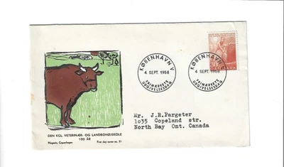 DENMARK 1958 FDC "Veternaer. Og Landbohojskole" - sent to Canada - Image 1 of 2