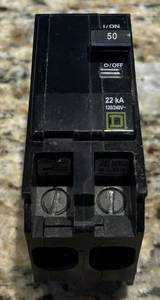 SQUARE D QO250VH 22KA 2-POLE 50 AMP PLUG IN CIRCUIT BREAKER - Picture 1 of 4