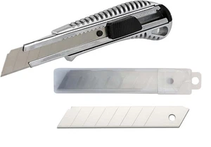 Profi-Cuttermesser Aluminium 18 mm + Ersatz Abbrechklingen 18 mm Teppichmesser - Bild 1 von 4