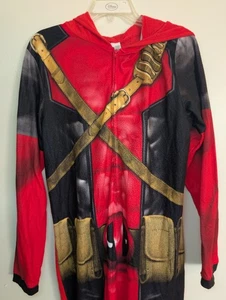 Marvel Deadpool Hooded Fleece One Piece Pajamas/Costume Men's Small - Picture 1 of 9