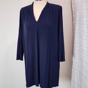 Vestido túnica para mujer Jill Wearever grande azul marino cuello en V manga larga elástico - Imagen 1 de 13