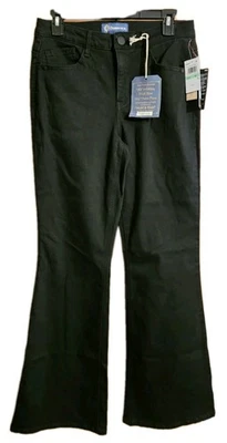 Democracy Women's Absolution Skyrise Diagonal Front Seem Black Wide Leg Jeans 8 - Image 1 of 4