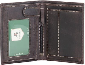 Cartera Visconti Para Hombres Cuero Real Marrón Aceite 4 Tarjetas Plegable con Bolsa para Monedas 709 - Imagen 1 de 9
