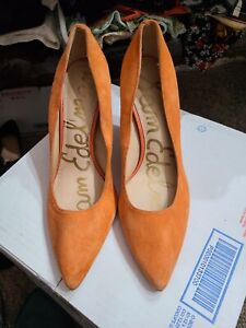 Sam Edelman "Hazel" Orange Suede 4" High Heels, Women's 6.5, Good Condition 
