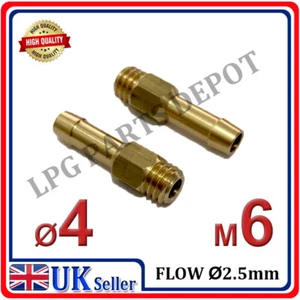 FULHAM gas hose tail nozzle D4 x M6 (tp2) metal brass caravan motorhome boat car - Picture 1 of 1