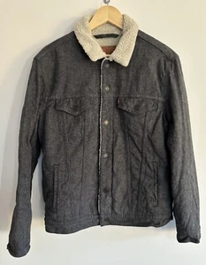 Levi’s Sherpa Trucker Denim Jacket Grey/blue Soft Cotton Jersey Finnish Medium - Picture 1 of 16