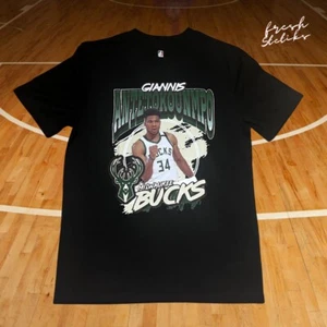 NBA Milwaukee Bucks Giannis Antetokounmpo Ultra Game Black Tee Shirt Medium - Picture 1 of 6