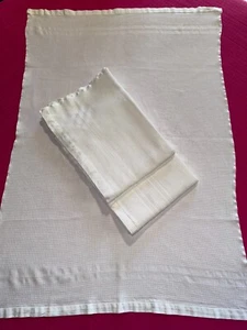 3 serviettes de toilette Art Déco nid d'abeille coton blanc 80 cm x 56 cm lot 2 - Picture 1 of 3