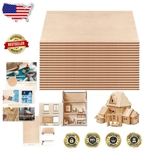 Quality Basswood Sheets for DIY Crafts - 20 Unfinished Boards, Portable Size - Picture 1 of 8