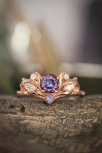 Alexandrite Engagement Ring, Nature Inspired Engagement Ring, Womens Ring - Picture 1 of 9