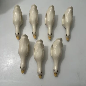 Set Of 7 Vintage Ceramic Duck Geese Lot Napkin Rings Country White - Picture 1 of 14