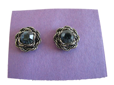 Mujer Pendientes Perforados Color Peltre con Piedra Azul Foto 1 de 2