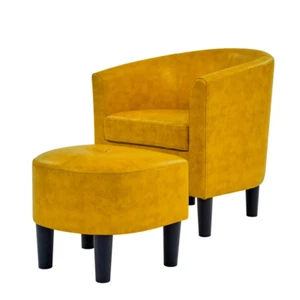 Aldayshein Upholstered Barrel Chair and Matching Ottoman Set - Picture 1 of 14