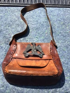 Vintage 24.5in Hand Tooled Leather Purse *RARE* - Picture 1 of 7