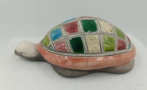 Raku Mosaic Turtle Tortoise Figurine Ceramic Hand Made Signed Dacene 5" - Picture 1 of 12