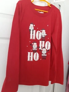 Jammies For Your Families Niñas Talla L 10/12 NAVIDAD Pijama Camisa ROJA SANTA HOHO - Imagen 1 de 5