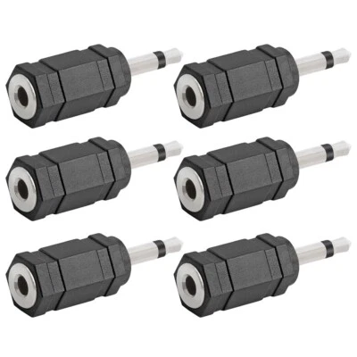 6 Pcs 3.5mm 1/8" Mono Male to Female Audio Adapter Connector Converter Nickel - Image 1 of 2