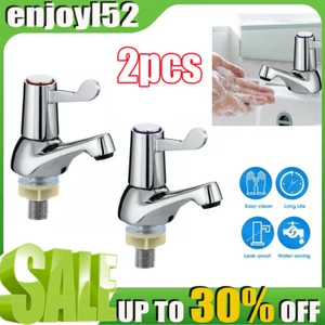 1 Pair Chrome Lever Basin Taps Bathroom Sink Taps for Basin Hot and Cold Water - Picture 1 of 7