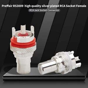 2 Pairs Silver Plated RCA Socket Female Connector Phono Chassis Panel Mount Jack - Picture 1 of 7