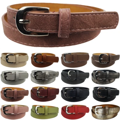 MARKENLOS Schmale Damen Gürtel echt Leder und Polyurethan bis 105 cm Breite 1,8 cm 2850f