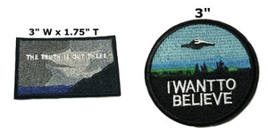 X-Files 2 Pcs Embroidered Patch Iron / Sew-on Souvenir Travel - Picture 1 of 3