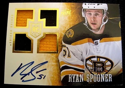 Ryan Spooner RC 2013-14 Panini Prime 2 Clr 4 patch Auto Rookie#155/199-Bruins RC - Image 1 of 4