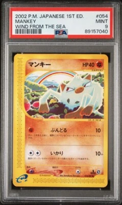 MINT PSA 9 MANKEY Pokemon Card E Series Japanese Wind From The Sea 054/087 POP 5 - Image 1 of 2