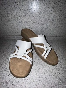 Aerosoles Sandals Womens 6 M Wip Away Stich Slide Comfort WHITE Faux Leather - Picture 1 of 6