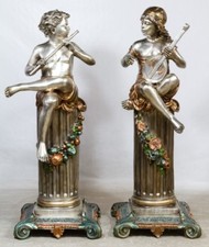 MONUMENTAL LIFE SIZE CLASSICAL SILVERED BRONZE STATUES BY S KELIAM