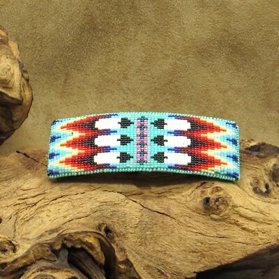 Colorful Beaded Leather Hair Barrette - Image 1 of 4