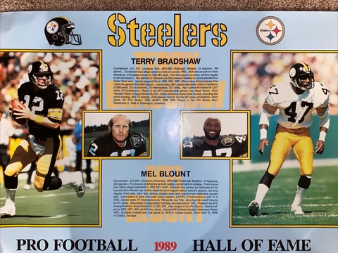 Pittsburgh Steelers 1989 TERRY BRADSHAW MEL BLOUNT HALL OF FAME POSTER 21 X 36 Cover
