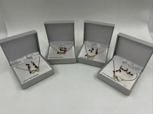 Pendientes y Collar de Palomas Besadoras de Cristal Rojo con Swarovski Lote de 4 - Imagen 1 de 12