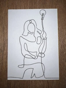 Marcatore artistico originale ACEO Bright Ideas One Line su carta firmato dall'artista #182 - Foto 1 di 1