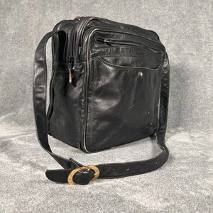 Bally Lambskin Leather Shoulder Messenger Bag Made in Italy Black Rare 1980s - Picture 1 of 22