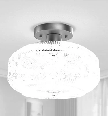 APOTO 半吸顶灯,金色走廊灯具,地球玻璃 — 第 1/4 张图片