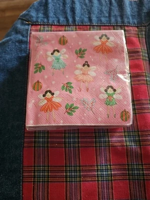 40 servilletas para bebidas Sugar Plum Fairies rosa 3 capas 10 pulgadas cuadradas Foto 1 de 2