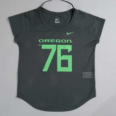 Nike Oregon Ducks Jersey Woman’s X Sm Loose Fit #76 Black Mesh Shirt Crop Top - Image 1 of 4